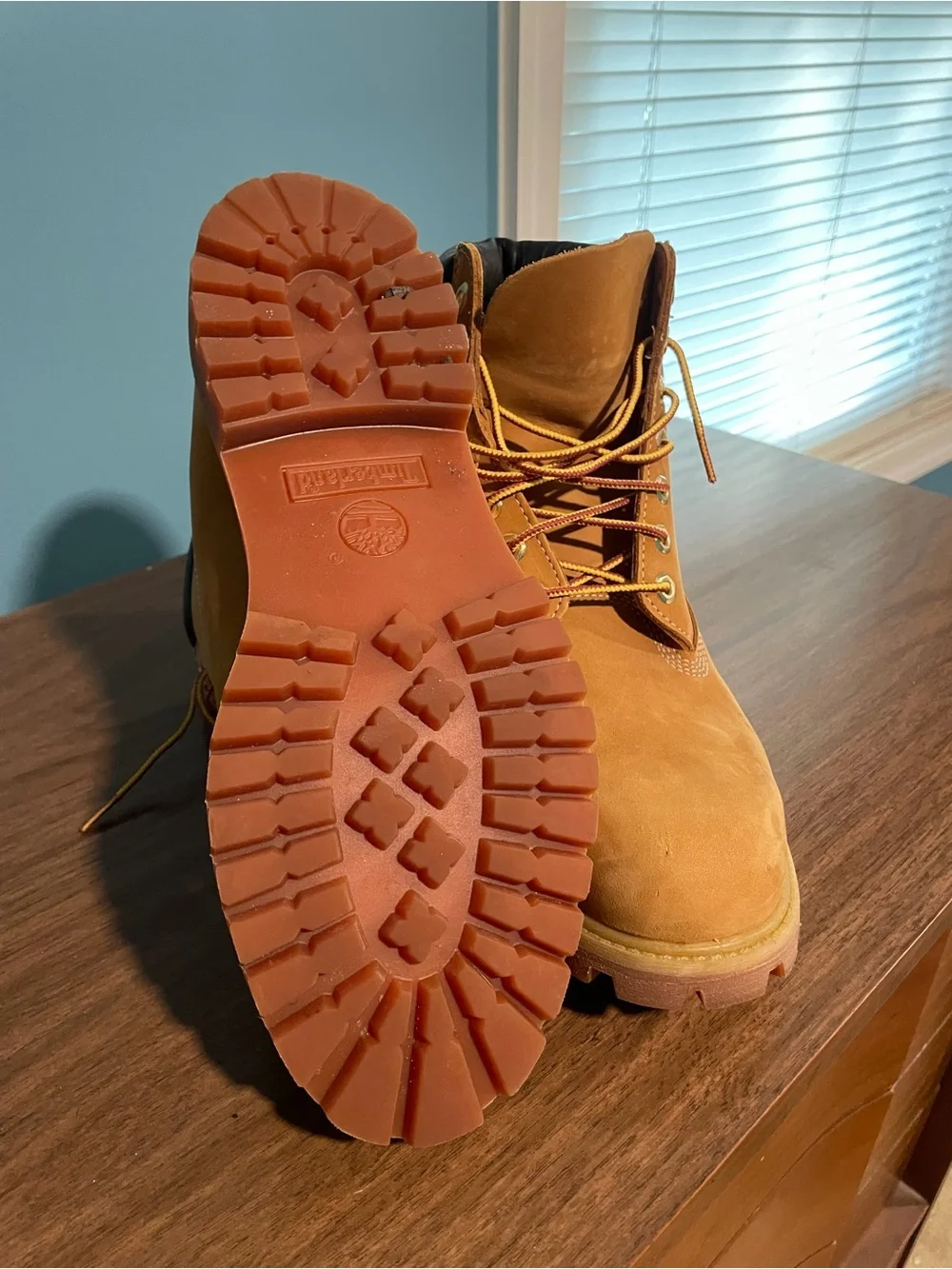 Timberland Wheat Nubuck Work Boots with Black Collar